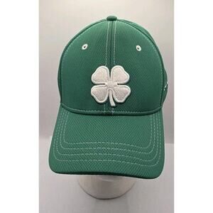 Black Clover Live Lucky A-Flex Hat Cap Green w/ White Clover L‎ XL Golf Stretch